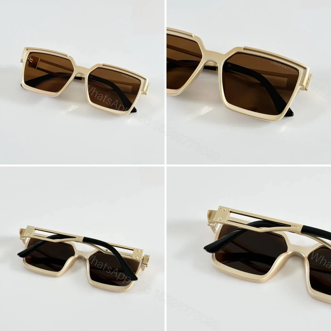 View 2 of First Copy Louis Vuitton White Square Frame Brown Lens Men’s Sunglasses