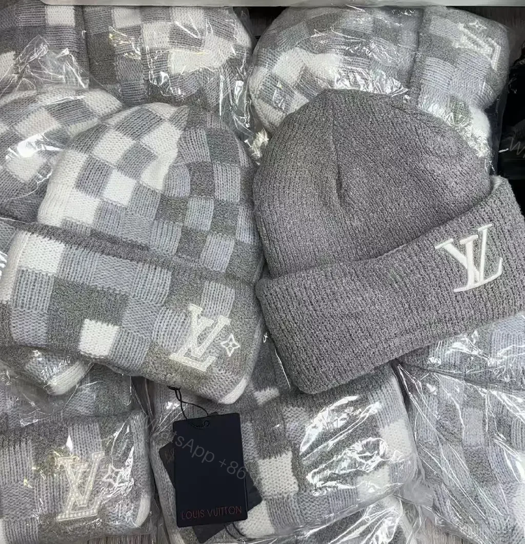View 2 of Chic Patch Beanie with Monogram Detail, Textured Knit, Cozy Warmth