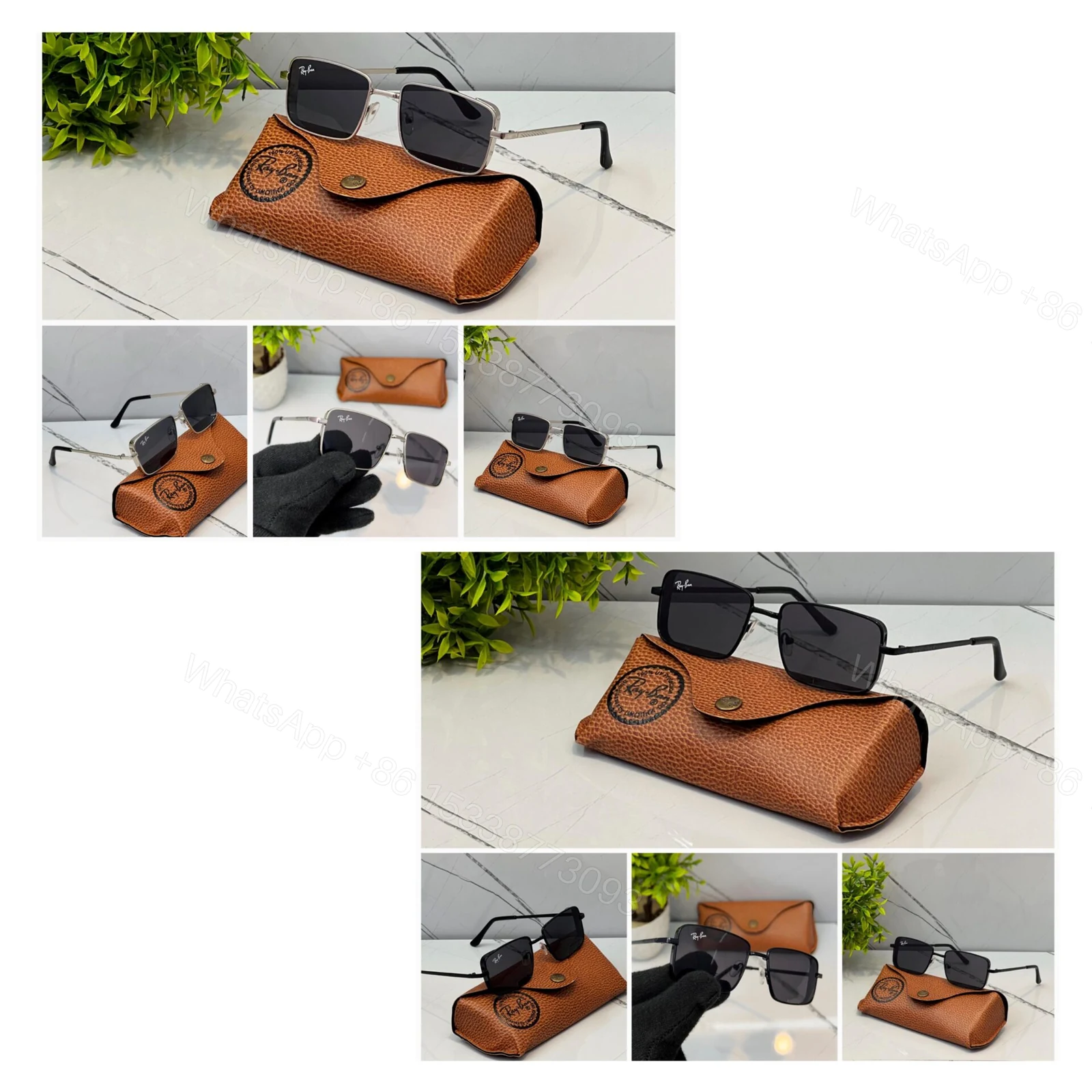 View 3 of Ray-Ban Square Silver Black Lens Sunglasses