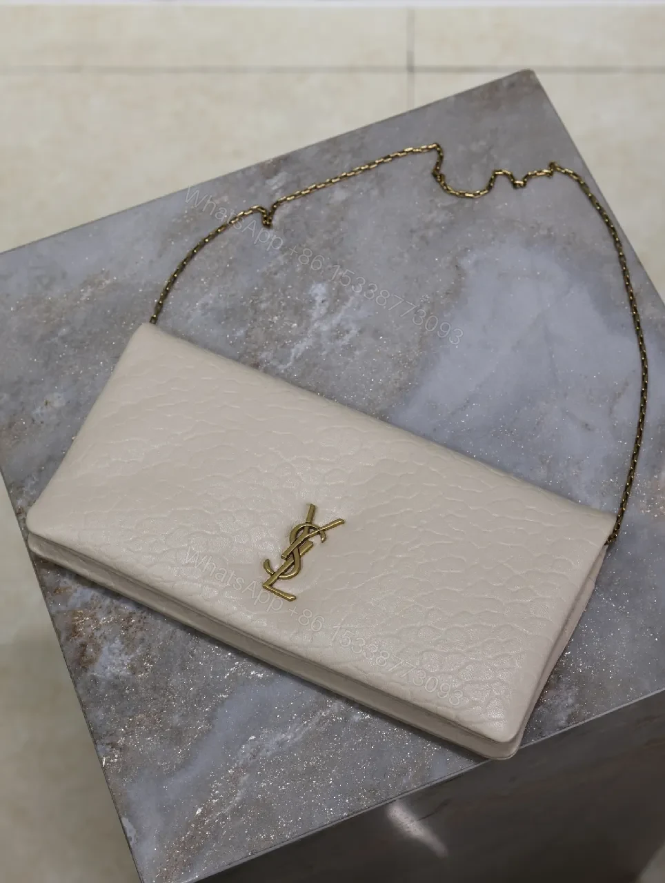 View 3 of Croc-Texture Clutch with Gold Emblem — Luxe Everyday Carry