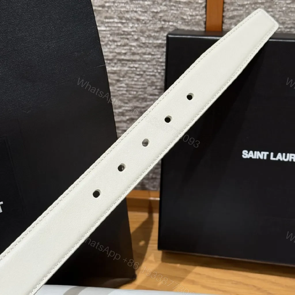 View 9 of Off-White Leather Belt with Monogram Hardware, Brushed Buckle
