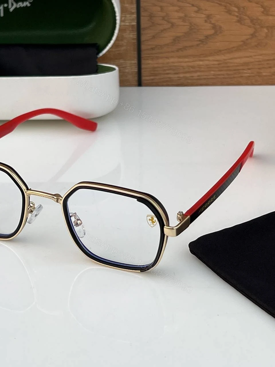 View 5 of First Copy RayBan 8810 Gold Plano Sunglasses