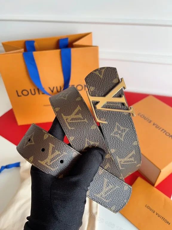 View 4 of Chic LV Monogram Belt â€“ Gold Buckle, Signature Style