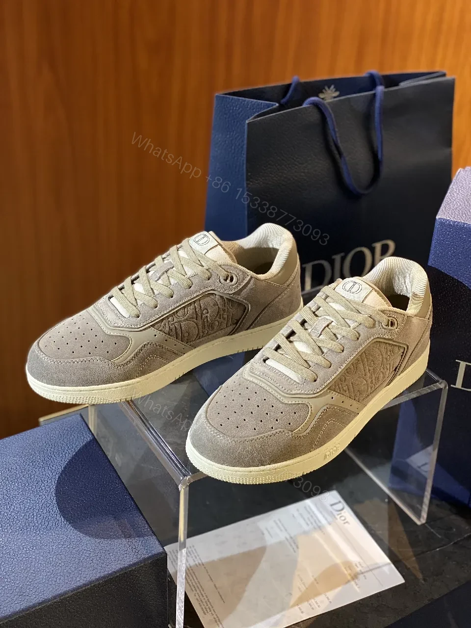 View 2 of Navy Suede High-Tops with Sculpted Texture, Luxury Fit