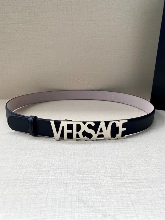 View 6 of Chic Leather Belt with Gold Logo â€“ Versace-Inspired Style