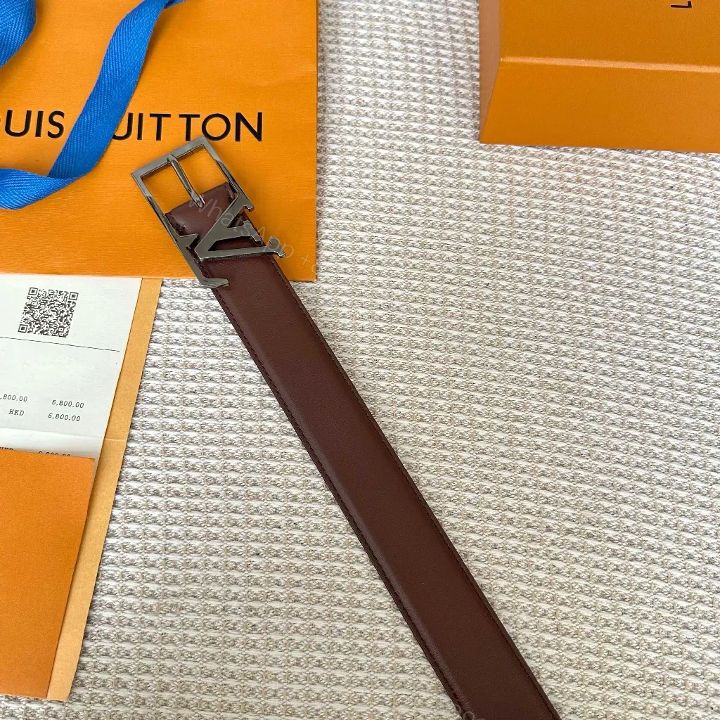 View 4 of Two-Tone Leather Belt with Luxury Buckle
