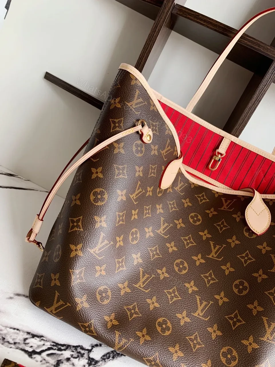 View 6 of Louis Vuitton LV Neverfull Like Auth Handbags Brown Pattern 32x29x17cm