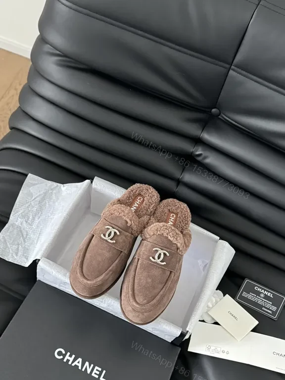 Warm Taupe Suede Mules + Shearling Comfort + Luxe Designer-Inspired Footwear — view 1