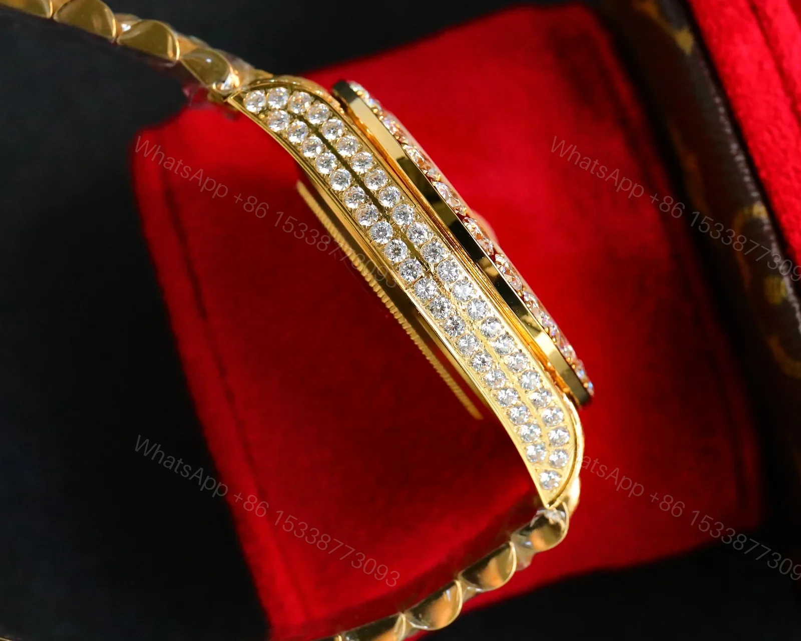 View 7 of Iced Out Sky-Dweller Gold Watch Full Diamond Bracelet Ultimate 42MM ROLEX-SKY-DWELLER-GOLD-ICED-FULL-DIA-42