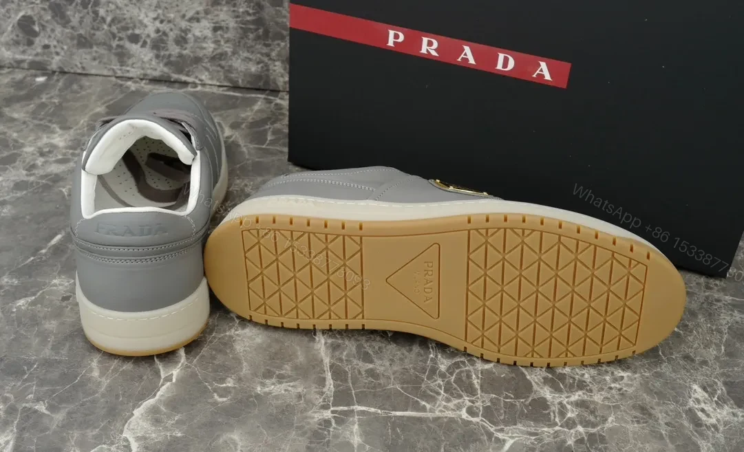 View 7 of Grey Leather Low-Top Sneakers | Subtle Texture, All-Day Comfort