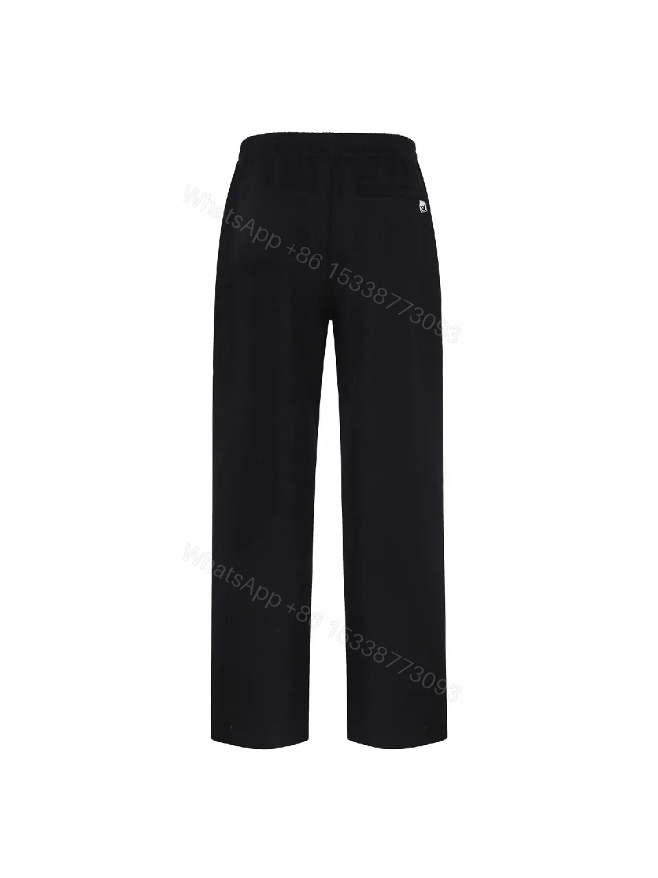 View 3 of Chic Black Wide-Leg Track Pants with Subtle Monogram Monstère
