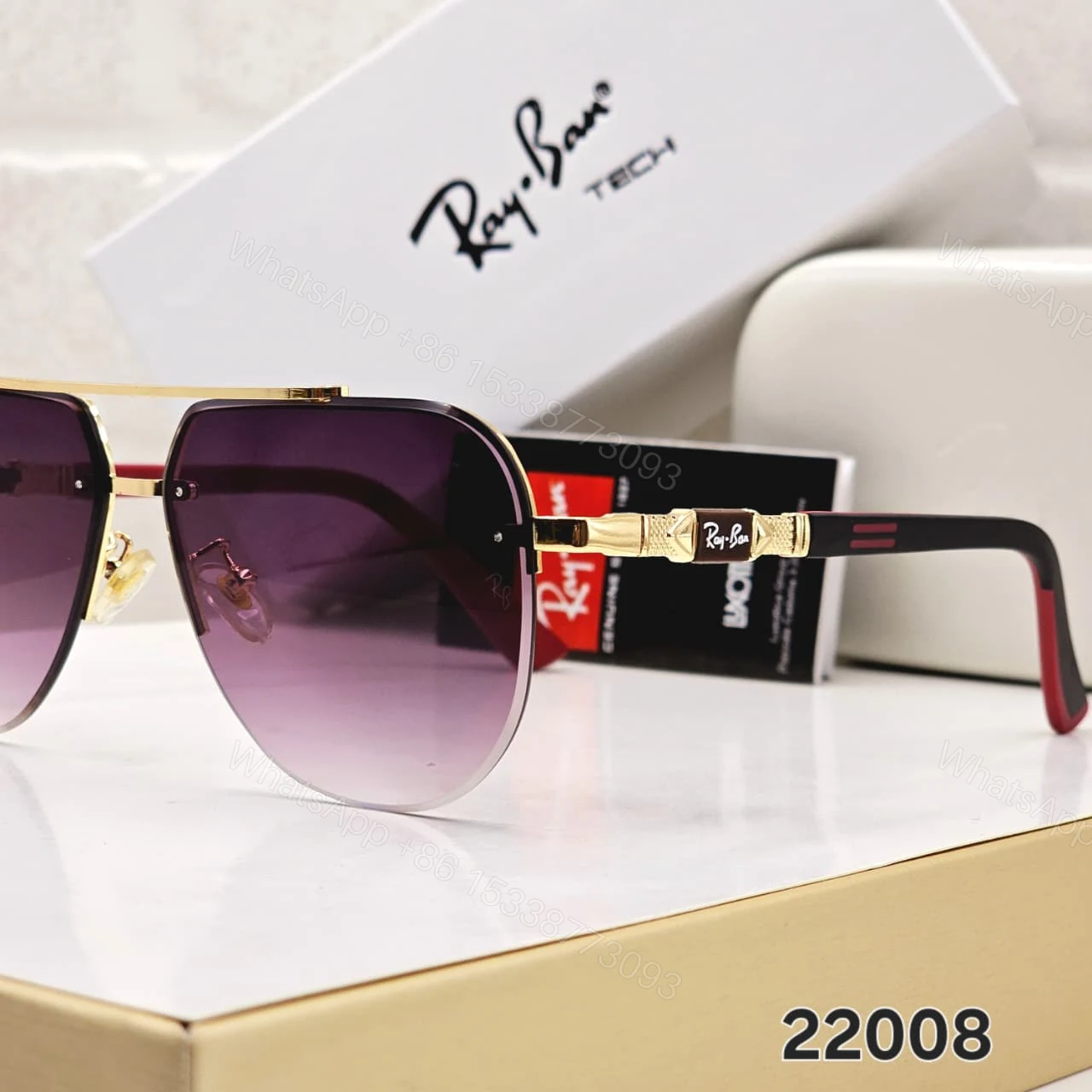 View 2 of Ray-Ban Tech Square Metal Sunglasses Black Gradient