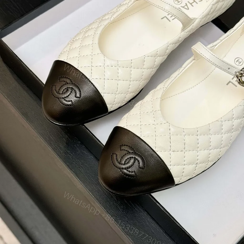 View 7 of Quilted Two-Tone Mary Jane Flats - All-Season Elegance