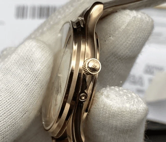 View 3 of Replica Jaeger LeCoultre Master Ultrathin Moon Rose Gold Leather Strap 39mm