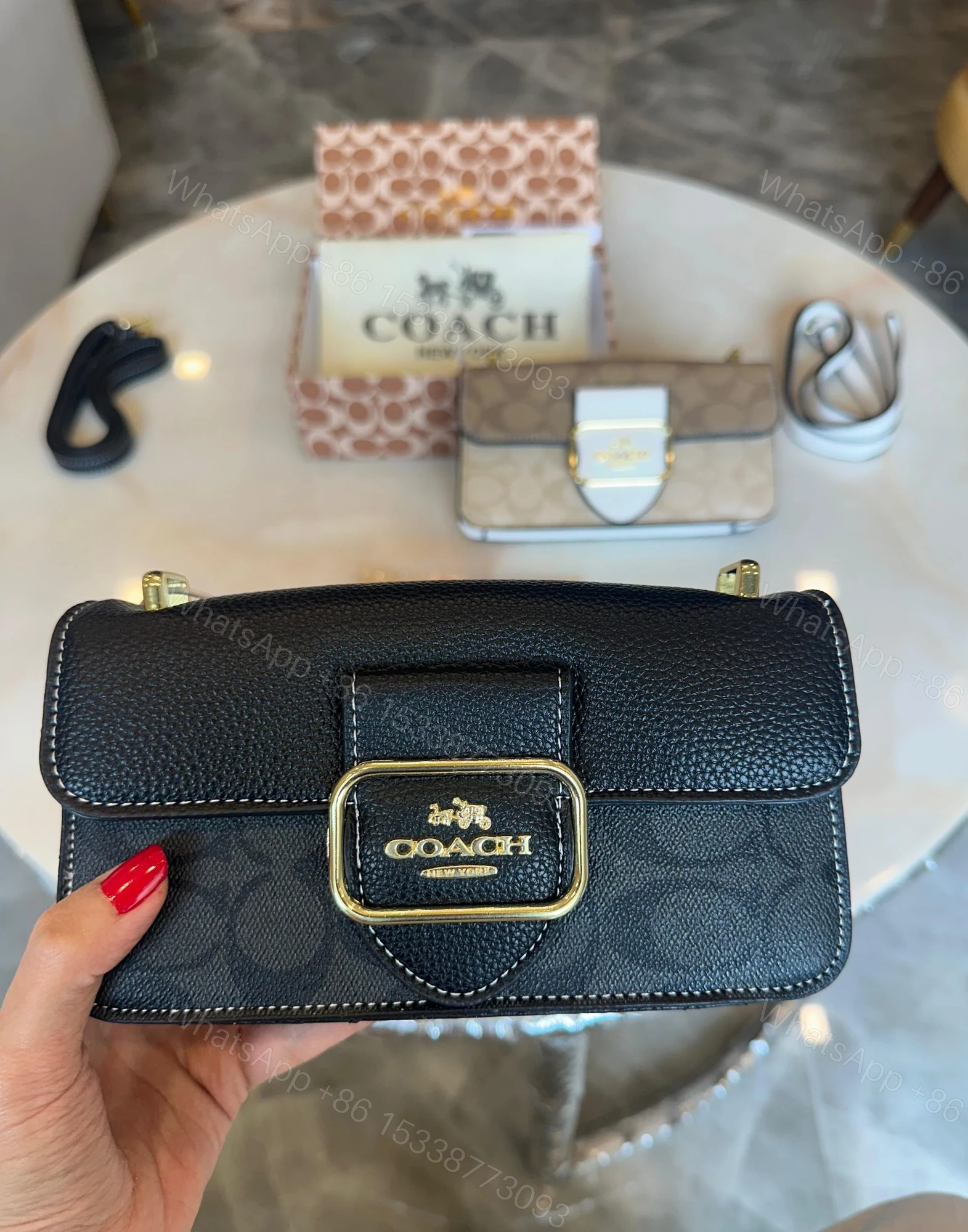 View 4 of First Copy Coach Morgan Bag Black Beige