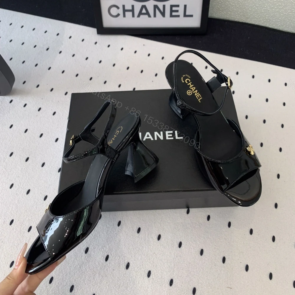 View 3 of 高仿Chanel*G45723B魚嘴高踭鞋漆皮黑色5.5CM免檢版
