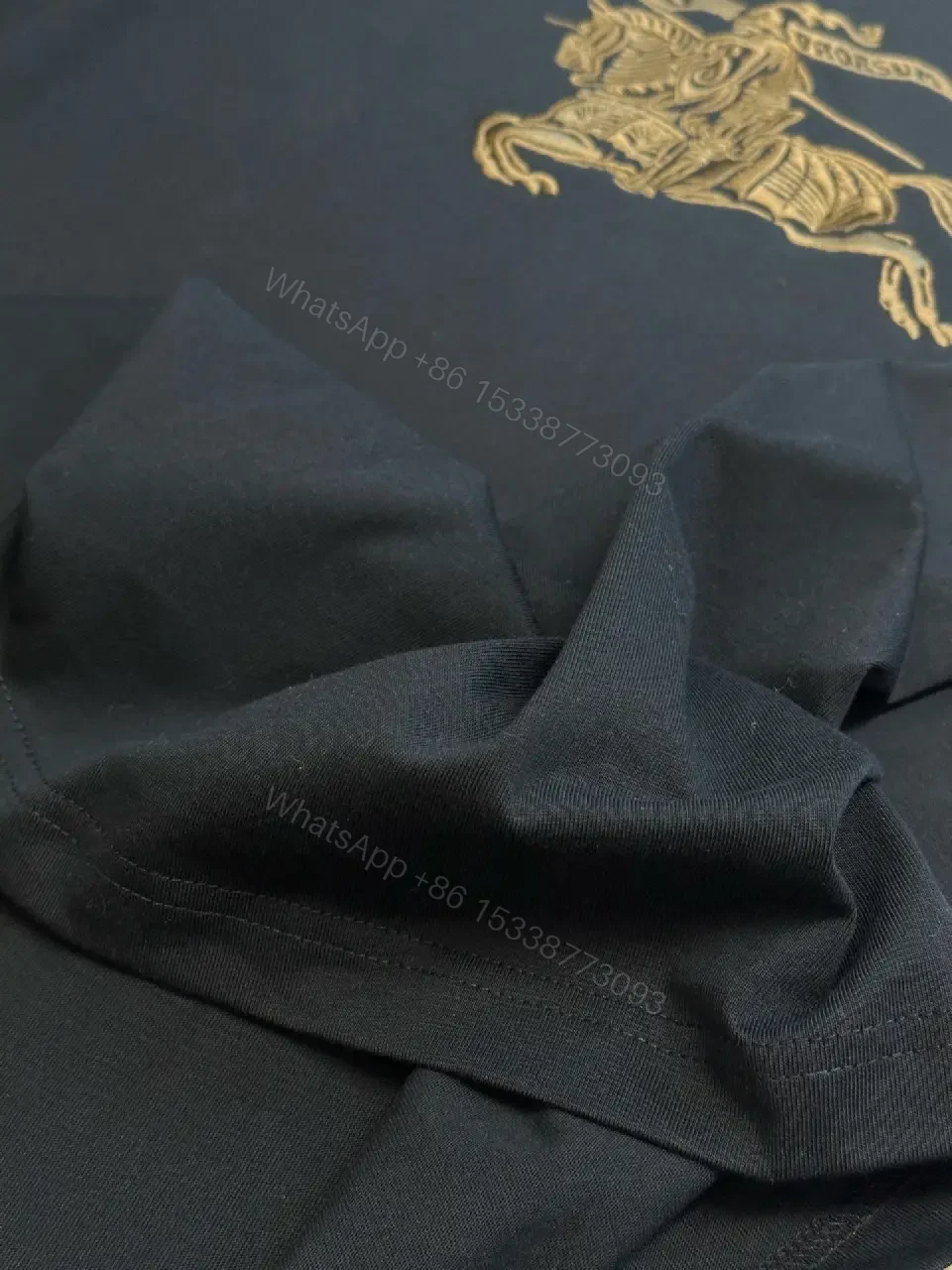 View 5 of Oversized Black Tee with Crest – Premium Cotton, Luxe Casual Tee