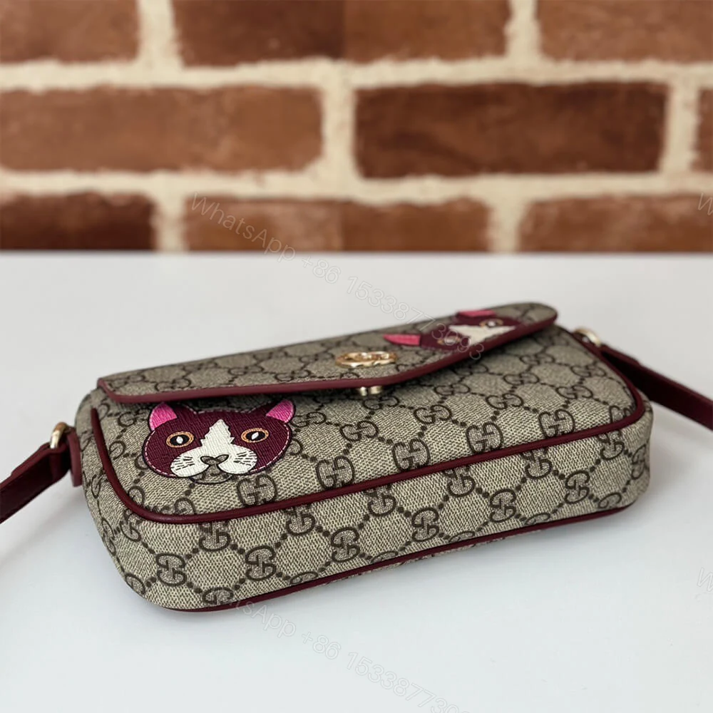 View 5 of GG Supreme Monogram Cat Print Mini Shoulder Bag(HIGH-END GRADE)
