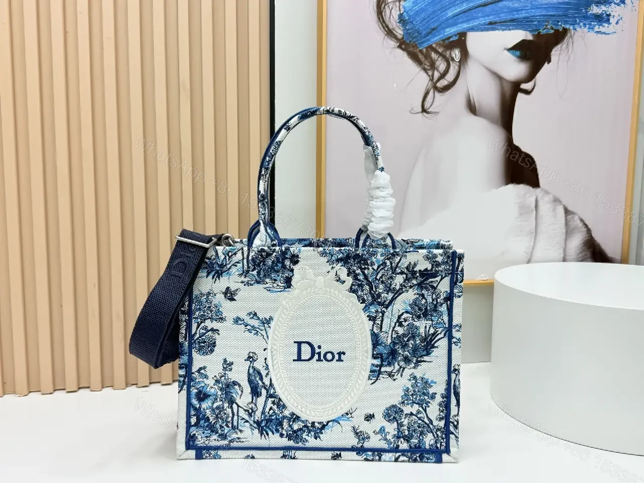 View 9 of Refined Toile de Jouy Tote: Everyday Luxury Statement