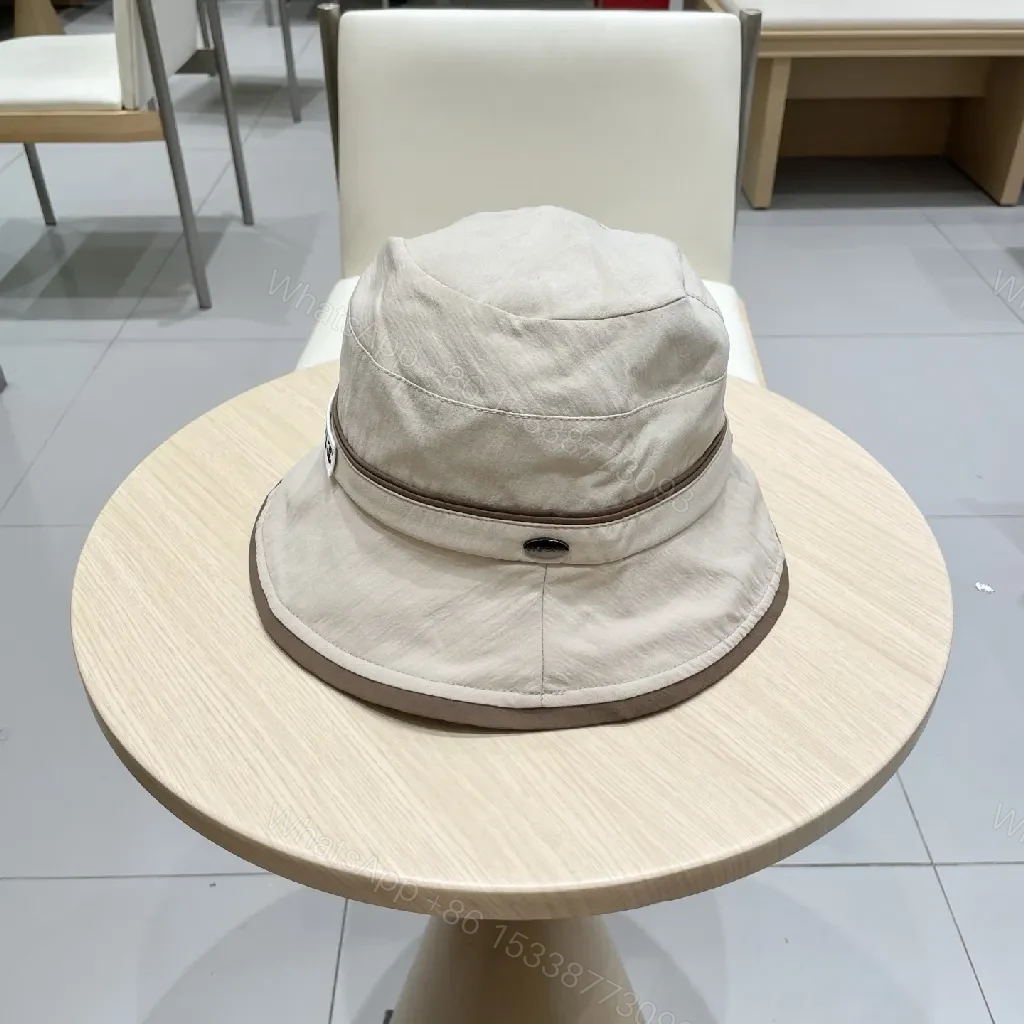 View 7 of Beige Lightweight Bucket Hat with Subtle Logo Patch, Classic Style
