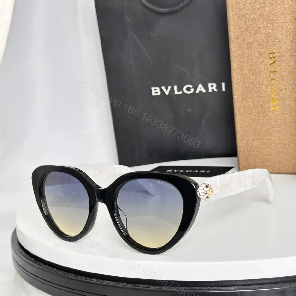 View 9 of Patterned Boldness Cat-Eye Sunglasses with Luxe BVLGARI Hardware