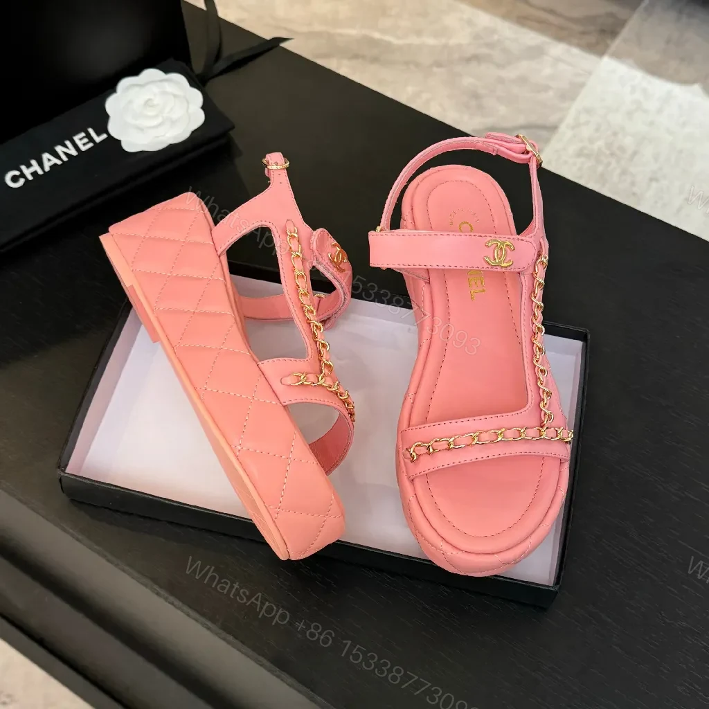 View 8 of Pretty in Pink Sandals: Leather, Gold-Hardware Chic Flats