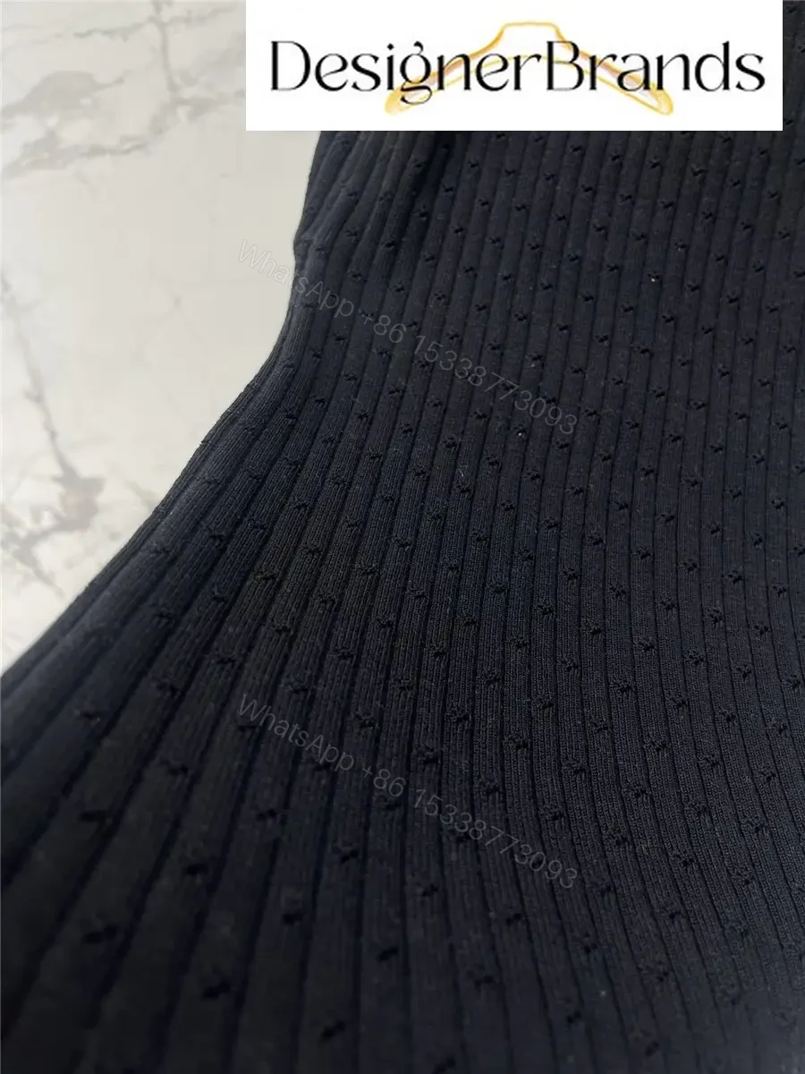 View 5 of Miu Miu Black Knitted Mini Dress with Lace Trim