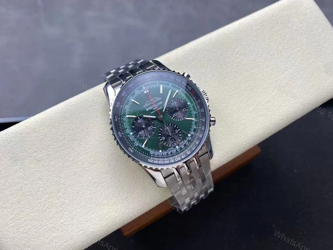 View 5 of Replica Breitling Navitimer Men Automatic Green Stainless Steel Watch AB0137241L1A1