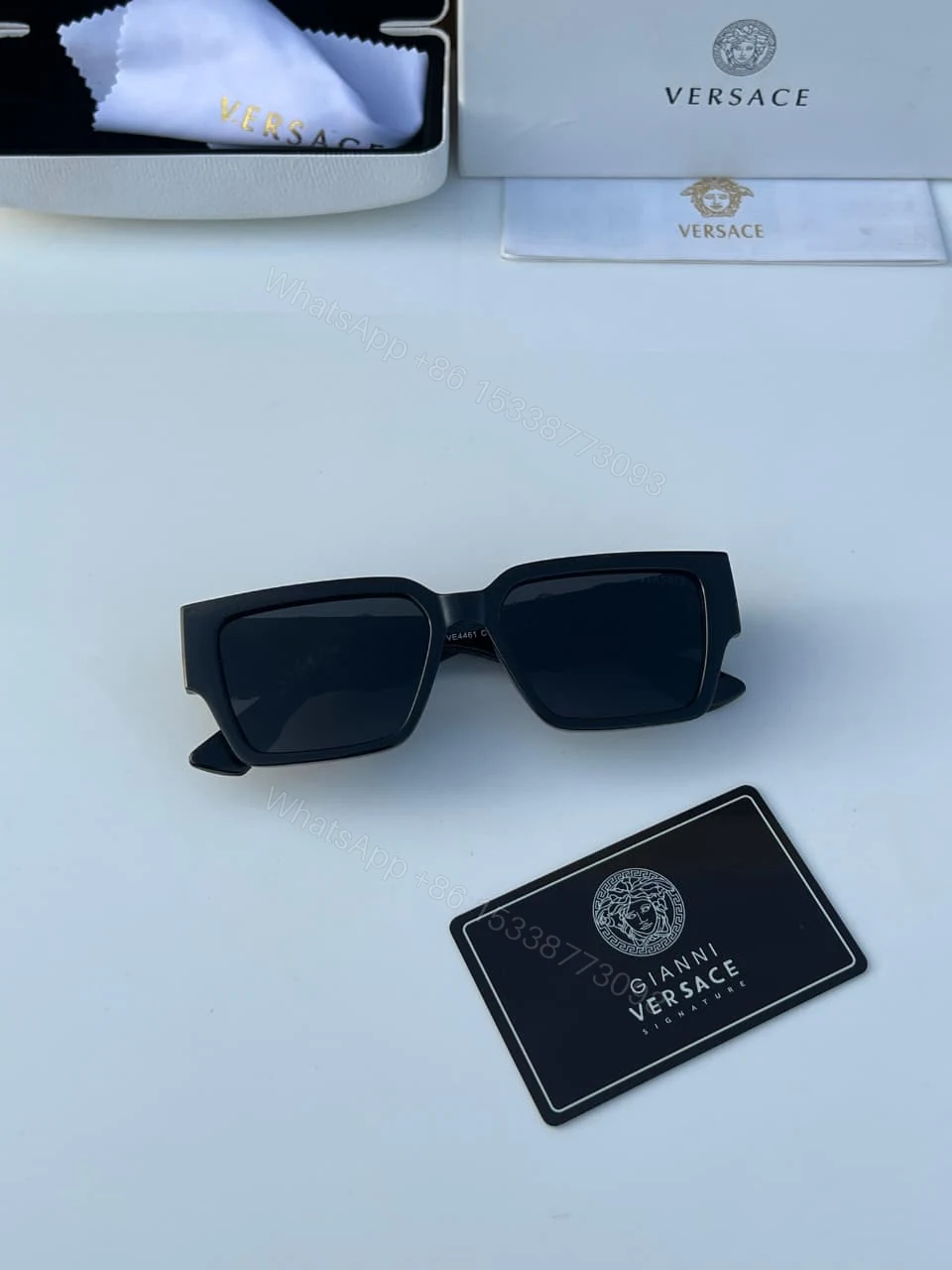 View 7 of Versace Medusa Square Black Gold Sunglasses