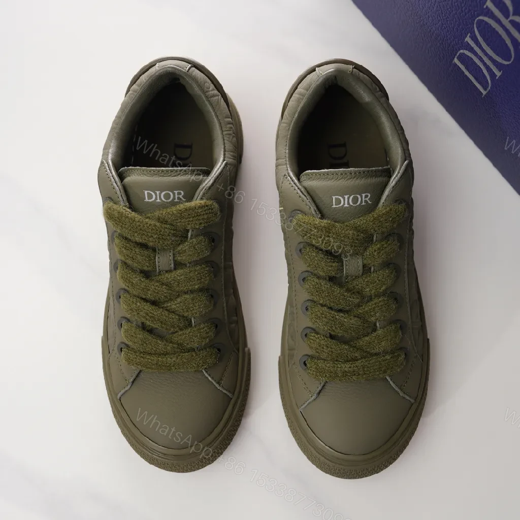 View 3 of Olive Luxe Olive Suede-Leather High-Top Sneaker with Monogram Embossing