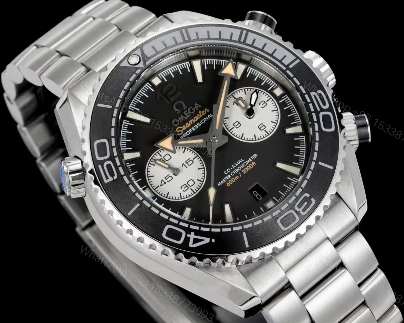 View 3 of Omega Seamaster Planet Ocean 600M Chronograph Beige Dial Burgundy Ceramic Bezel Rubber Strap Automatic OMG-PO600-CHRONO-21532465109001-BEIGE-RS