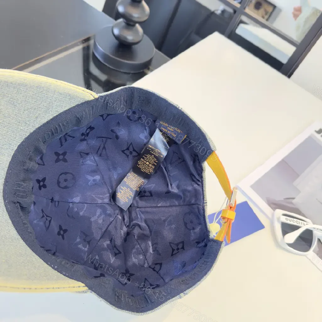 View 2 of Washed Gray Denim Cap Six-Panel Embossed Monograming