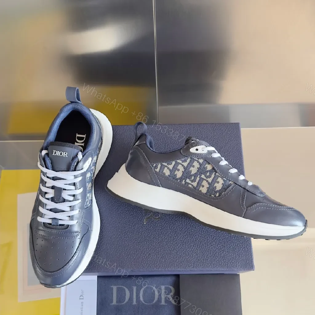 View 3 of Premium Leather High-Top Sneakers with Contrast Panels