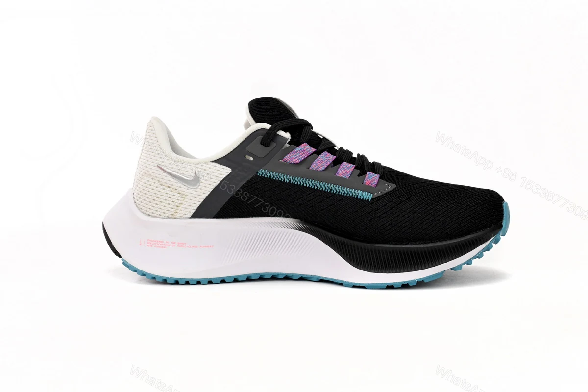 View 4 of Nike Air Zoom Pegasus 38 Black White Chlorine Blue CW7356-003