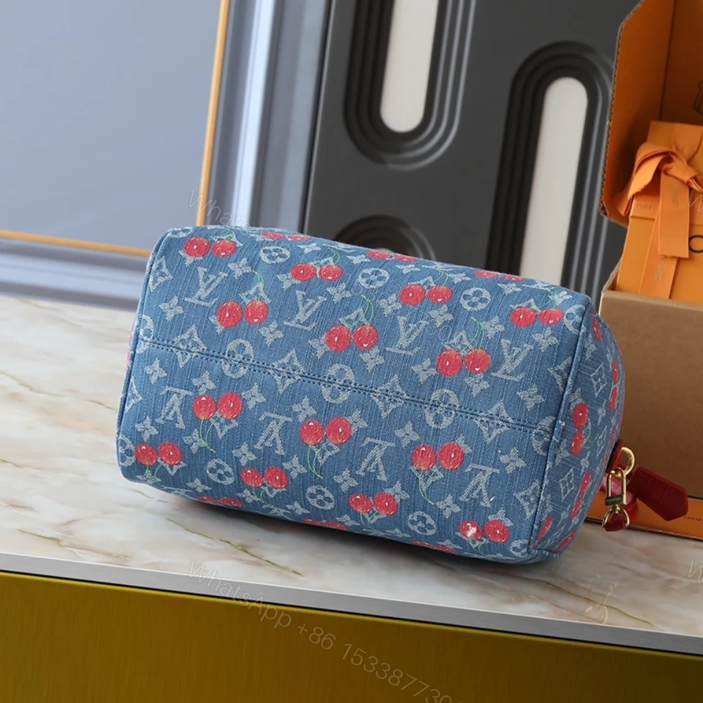 View 5 of Louis Vuitton X Takashi Murakami Bolsa Speedy Soft 30 Monogram Denim Blue 30Cm N87627
