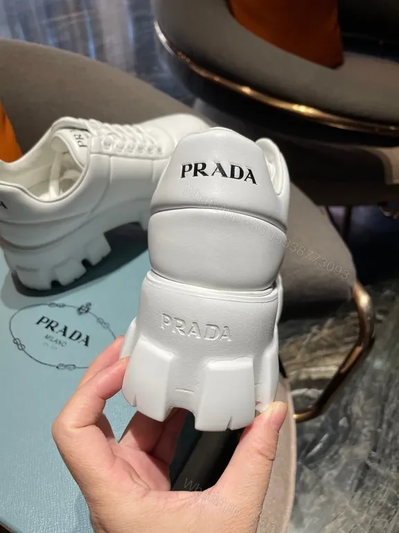 View 5 of Prada Milano-Inspired White Luxe Sneakers, Premium Leather