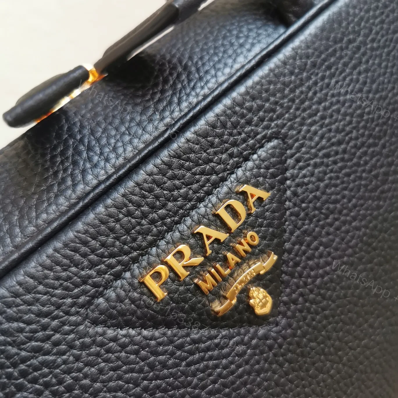 View 4 of Prada Medium Leather Top-Handle Bag in Black