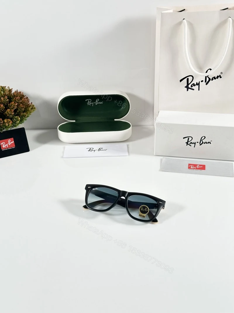 View 4 of First Copy Ray Ban 2140 Wayfarer Gold Black Blue Men’s Sunglasses Glass Quality