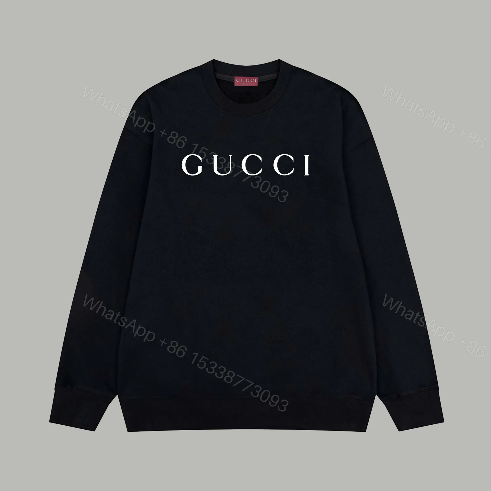 Gucci高仿男款黑色長袖T恤 字母印花簡約設計 實搭有型單品 — view 1
