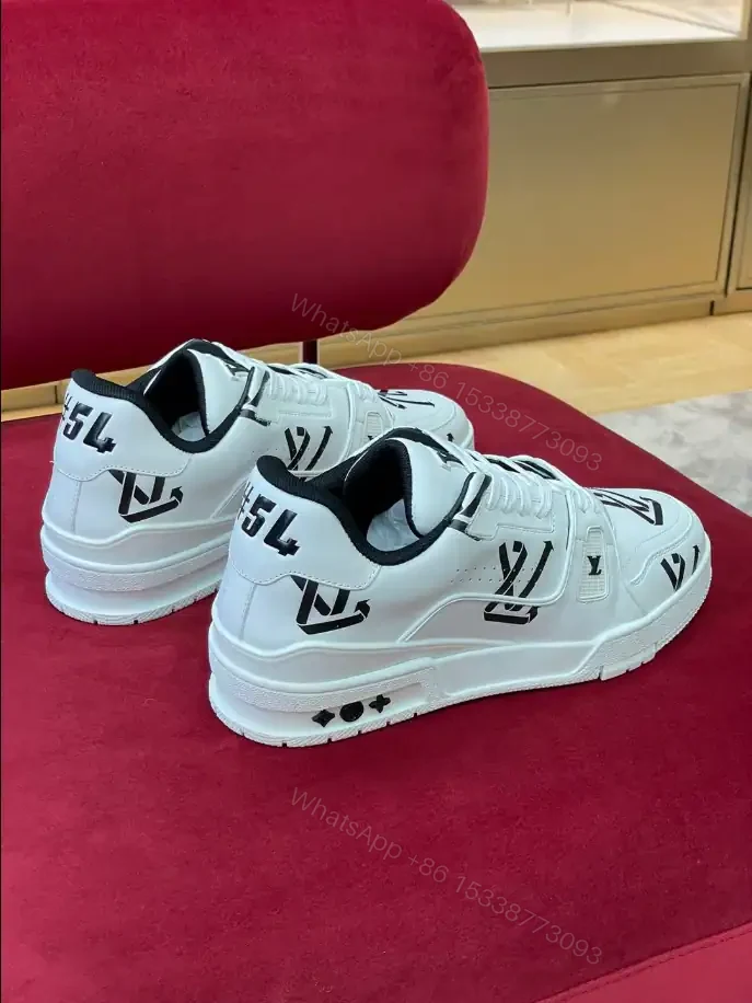View 6 of LOUIS VUITTON TRAINER LOW-TOP SNEAKERS IN WHITE AND BLACK – LSVT389