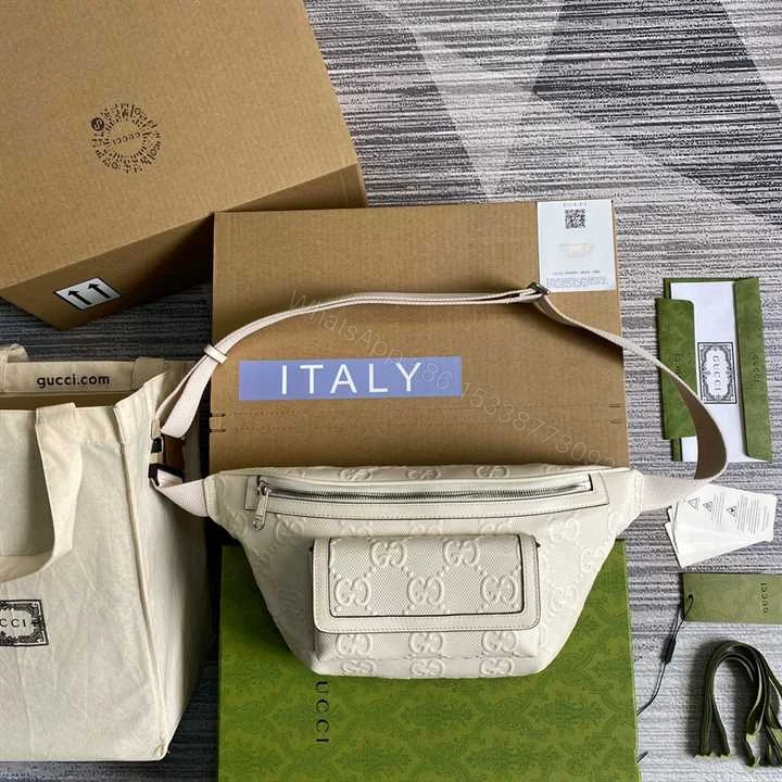 View 2 of GG EMBOSSED BELT BAG IN WHITE GG EMBOSSED LEATHER – GBC13