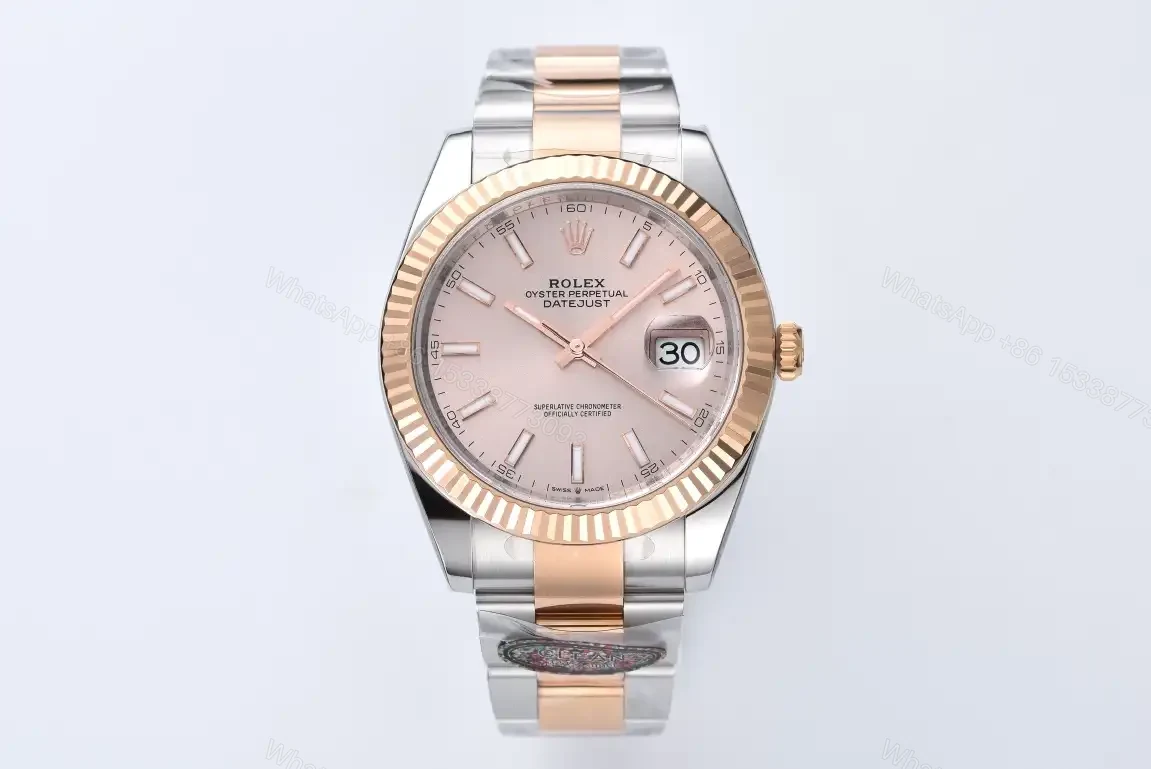 Rolex Datejust 41 Rolesor Everose Fluted Oyster Sundust Pink Dial 126331-0009 — view 1