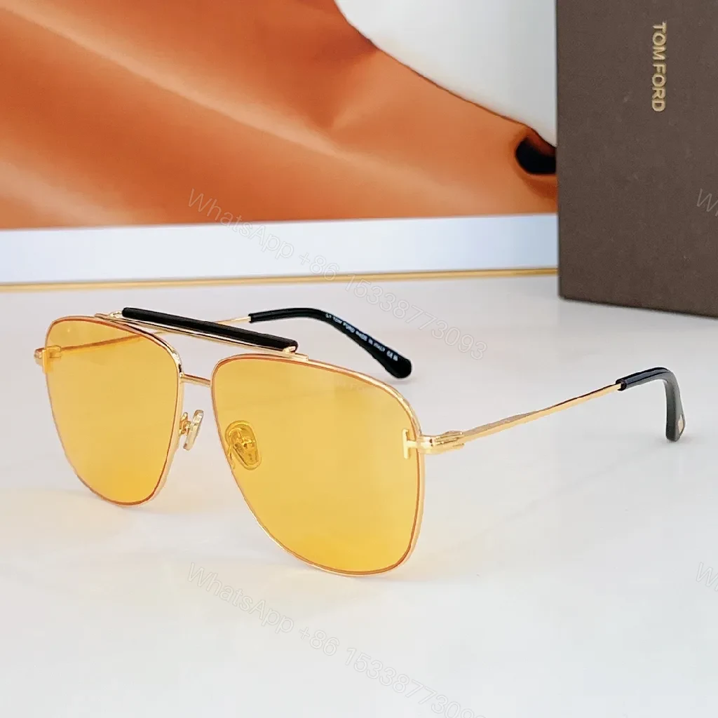 View 3 of Gold-Tone Aviator Sunglasses with Brown Gradient Lenses, Modern Detail, Slim Frames
