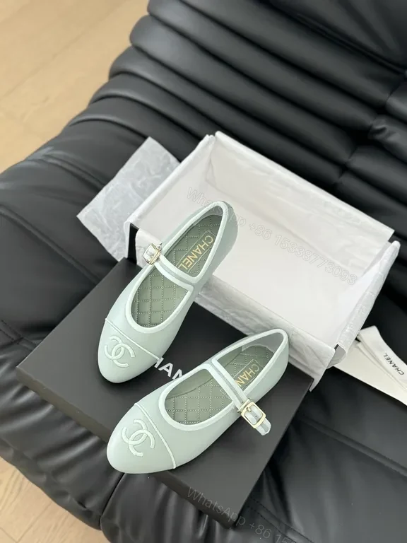 View 4 of Pastel Green Chanel-Inspired Mary Jane Flats: Modern Luxury Shoes
