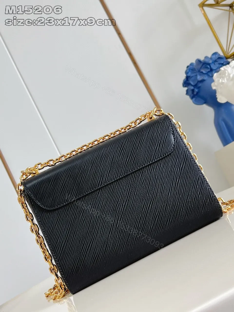 View 5 of Saffiano Leather Geometric-Logo Shoulder Bag, Black