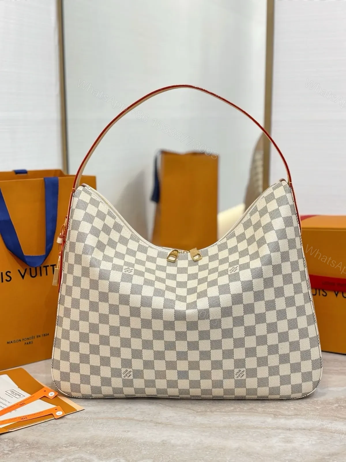 Louis Vuitton Damier Azur Slouchy MM — view 1