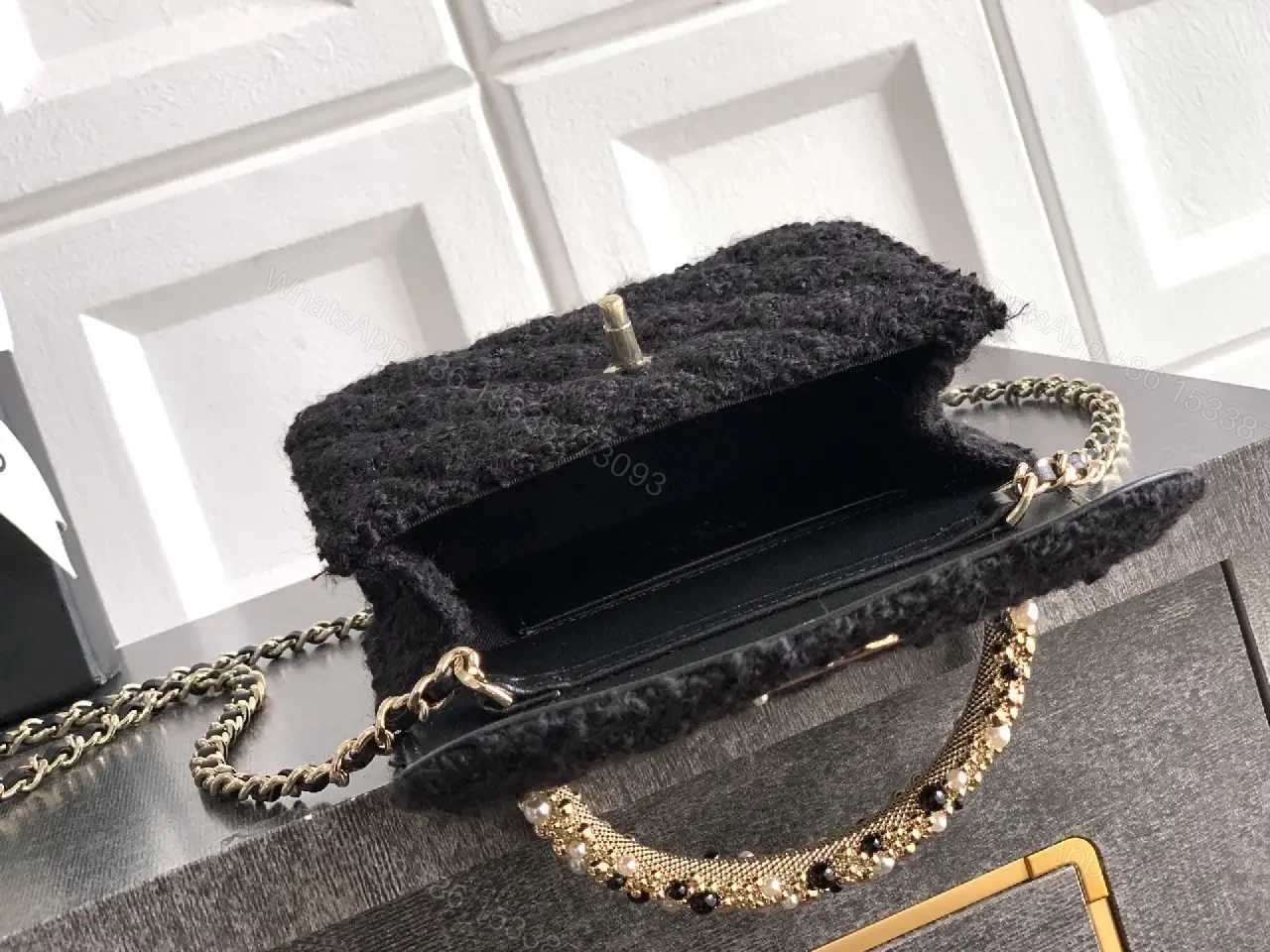 View 8 of Black Fabric Quilted Mini Tote: Sophisticated, Versatile Carryall