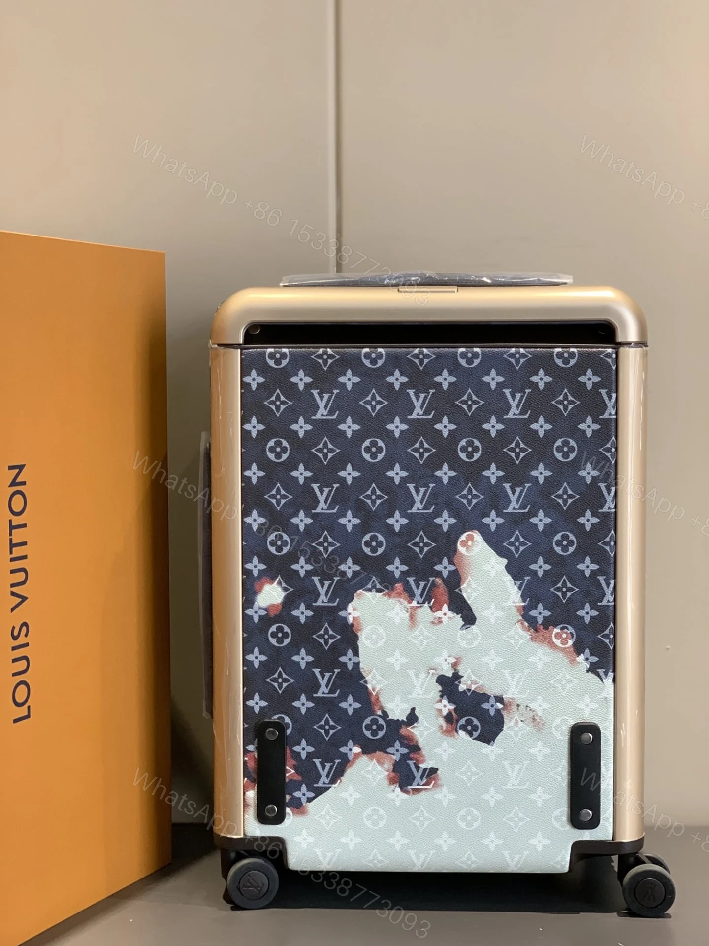 View 3 of Louis Vuitton Horizon 55 Suitcase Monogram Bleach Coated Canvas Ink Blue 55Cm M10289