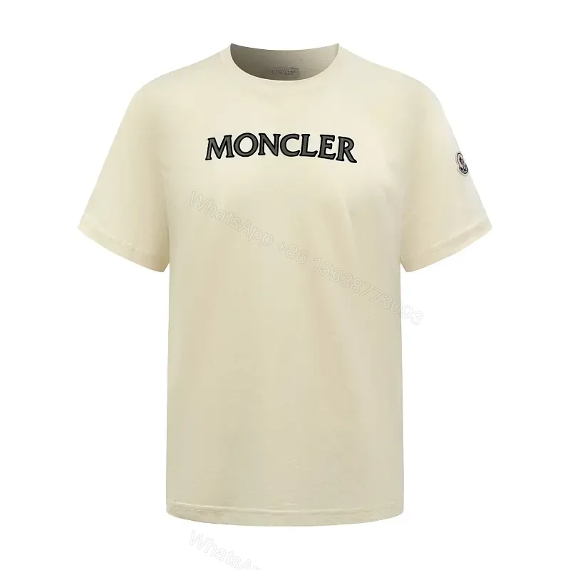 Cream Cotton Casual T-Shirt Moncler Logo Emblem — view 1