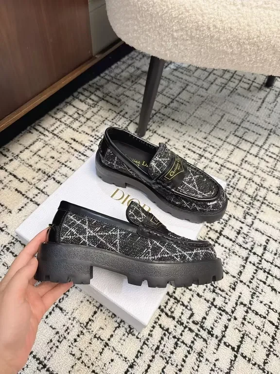 View 5 of Textured Luxe Loafers - Dior Detailing - All-Day Comfort Shoes